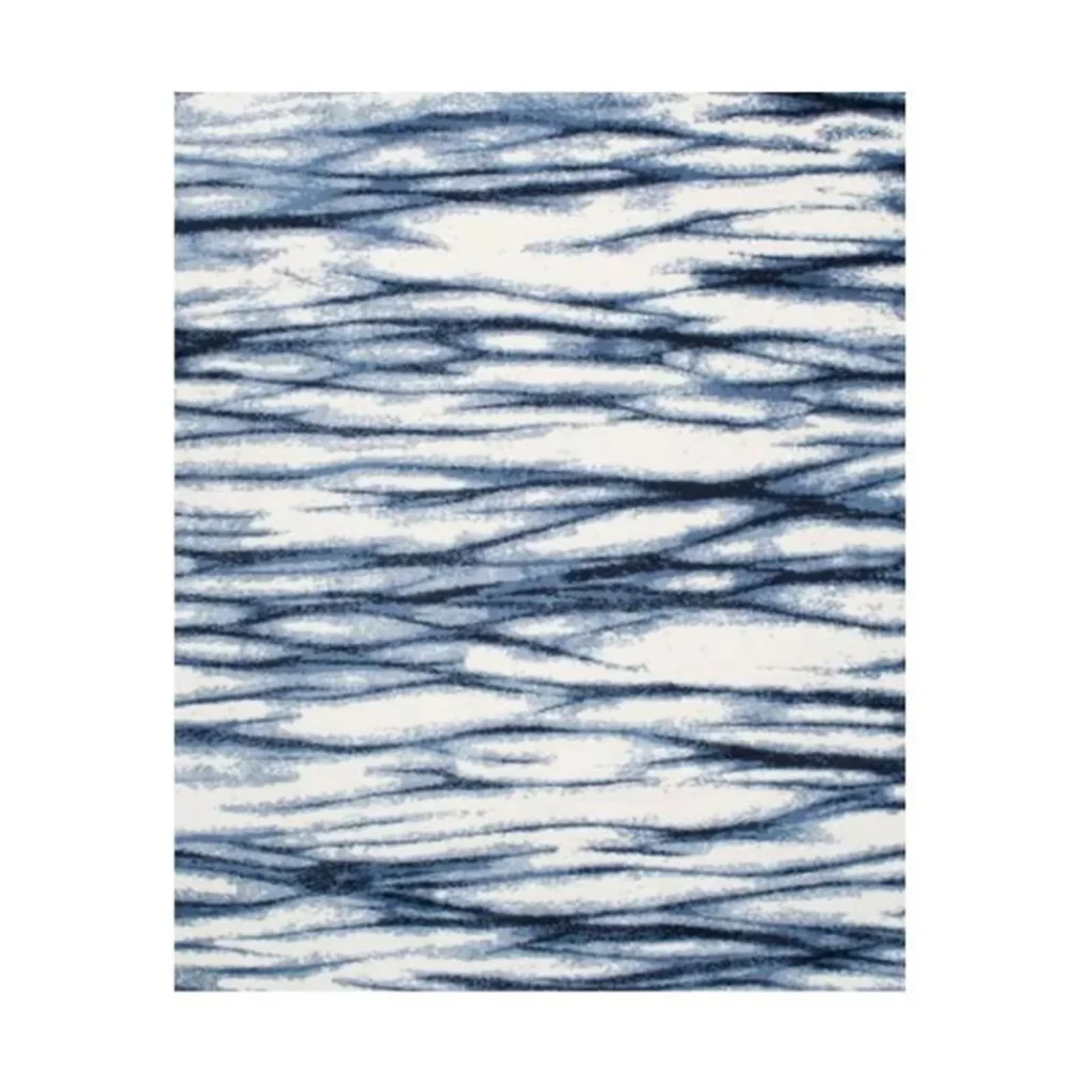 Custom Crossed Stripe Rug in Navy and White — front view