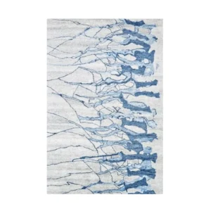 Custom Ice Crack Rug in Blue and Cream — front view