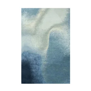 Custom Blue Watercolour Wash Rug in blue — front view