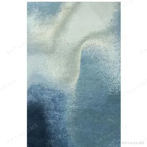 Custom Blue Watercolour Wash Rug in blue — in a room setting
