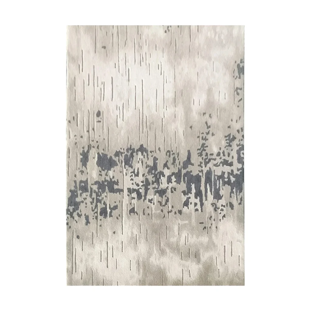 Custom Distressed Rug in Grey and Cream with Dark Speckle — front view