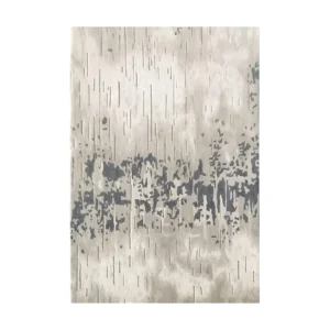 Custom Distressed Rug in Grey and Cream with Dark Speckle — front view