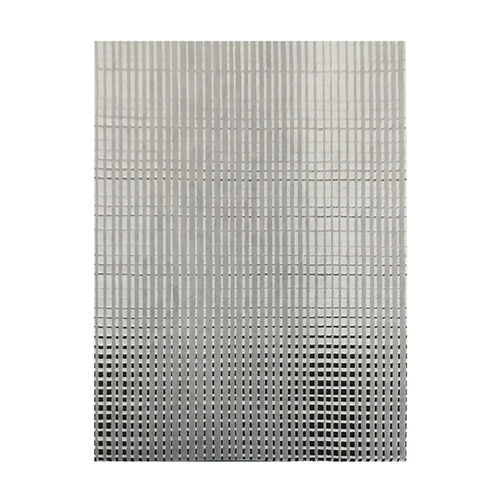 Custom Gradient Grid Rug in Grey and Cream — front view