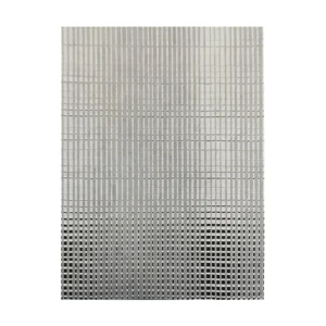Custom Gradient Grid Rug in Grey and Cream — front view