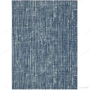 Custom Denim Weave Texture Rug in Blue — in a room setting