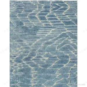 Custom Blue Rug with Cream Chevron Cracks in blue — in a room setting