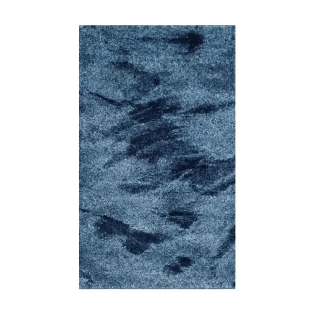 Custom Indigo Ink Blot Rug in blue — front view