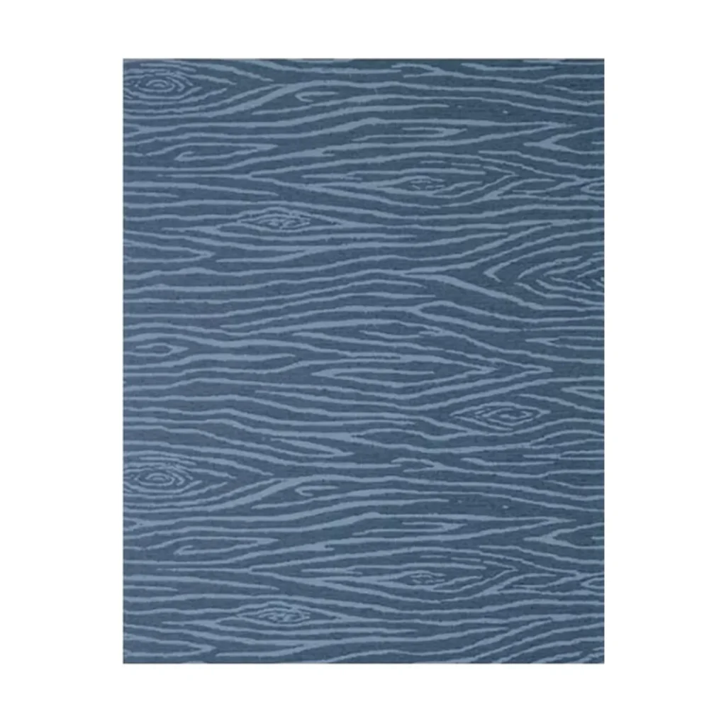 Custom Blue Wood Grain Rug in blue — front view
