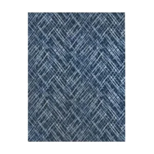 Custom Navy Crosshatch Rug in blue — front view