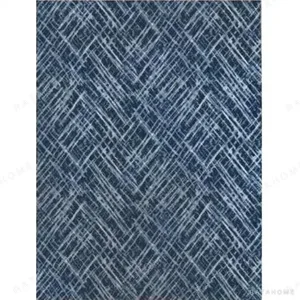Custom Navy Crosshatch Rug in blue — in a room setting