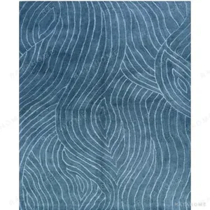 Custom Blue Rug with Pale Contour Waves in blue — in a room setting