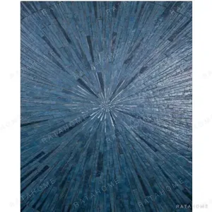 Custom Blue Sunburst Rug in blue — in a room setting