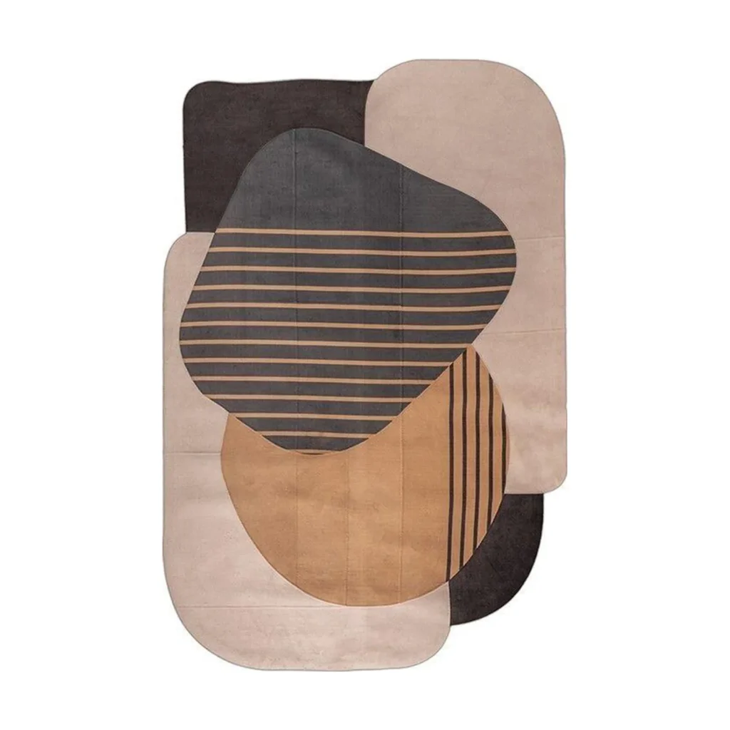 Custom Layered Pebble Rug in black — front view