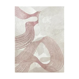 Custom Ribbon Line Rug in Blush and Cream — front view