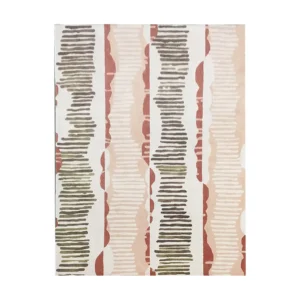 Custom Vertical Dash Rug in Olive, Rust and Blush — front view