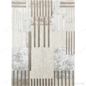 Custom Architectural Panel Rug in oatmeal — in a room setting