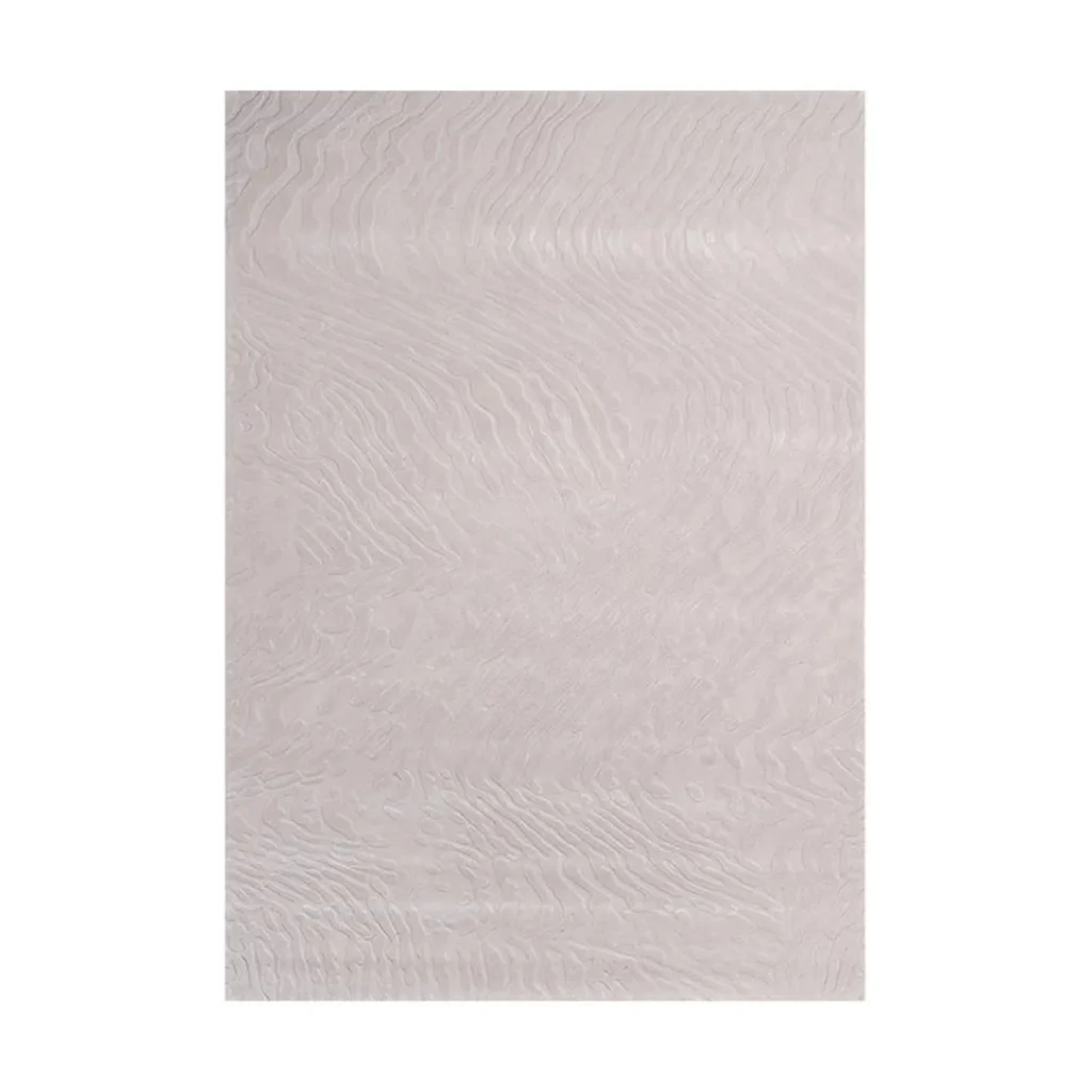 Custom Pale Blush Rug with Subtle Wave Texture in rose stone — front view