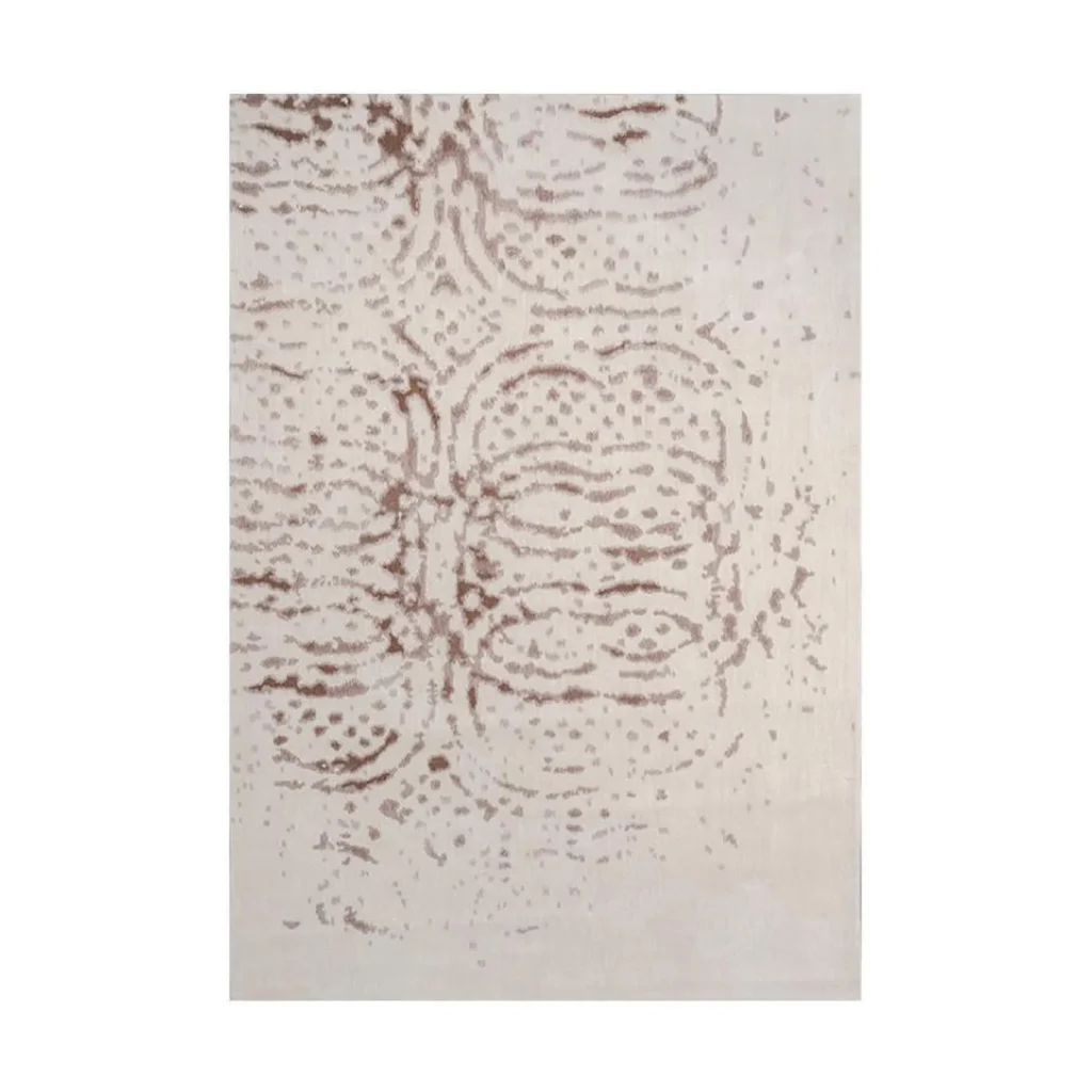 Custom Distressed Medallion Rug in Cream and Rust — front view
