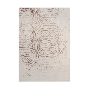 Custom Distressed Medallion Rug in Cream and Rust — front view