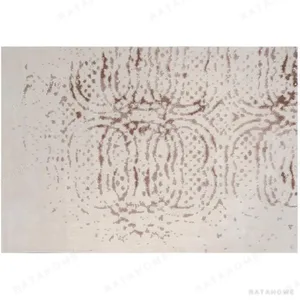 Custom Distressed Medallion Rug in Cream and Rust — in a room setting