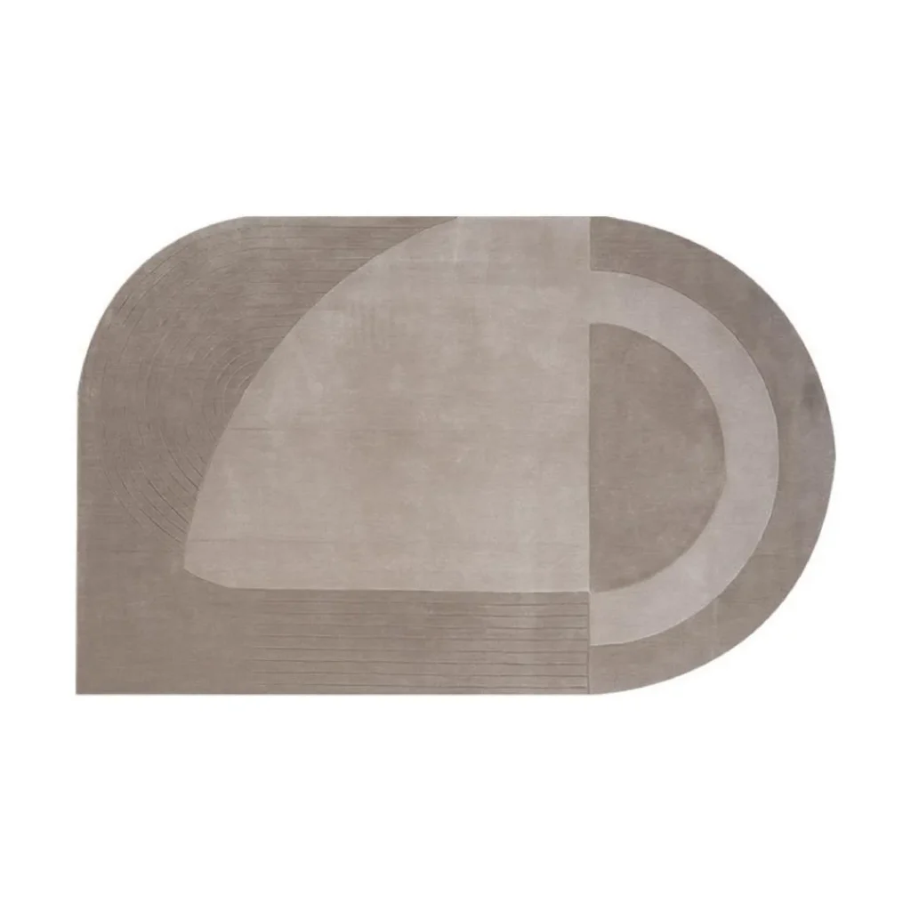Custom Arched Panel Rug in Grey and Taupe — front view