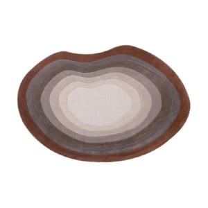 Custom Kidney Contour Rug in Rust, Taupe and Cream — front view