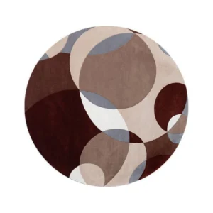 Custom Overlapping Circle Round Rug in burgundy — front view