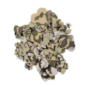 Custom Lichen Cluster Rug in Olive, Sage and Grey — front view