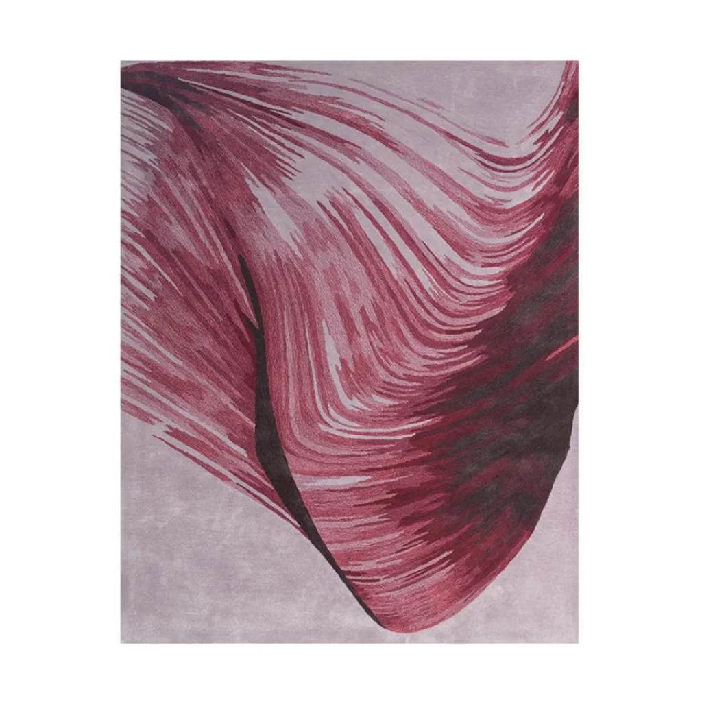 Custom Feather Sweep Rug in Plum and Grey — front view