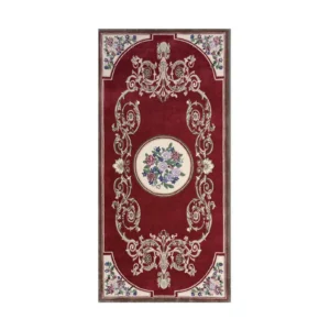 Custom Classical Runner in Burgundy with Floral Medallion — front view