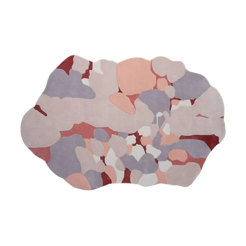 Custom Terrazzo Cloud Rug in Blush, Lilac and Burgundy — front view