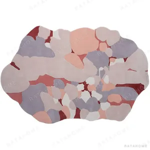 Custom Terrazzo Cloud Rug in Blush, Lilac and Burgundy — in a room setting