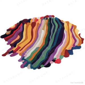 Custom Multicolour Drip Stripe Rug in multicolour — in a room setting