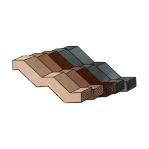 Custom Isometric Steps Rug in Sand, Brown and Teal — front view