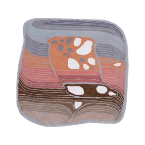 Custom Contour Terrazzo Rug in Coral, Grey and Brown — front view