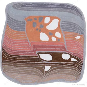 Custom Contour Terrazzo Rug in Coral, Grey and Brown — in a room setting