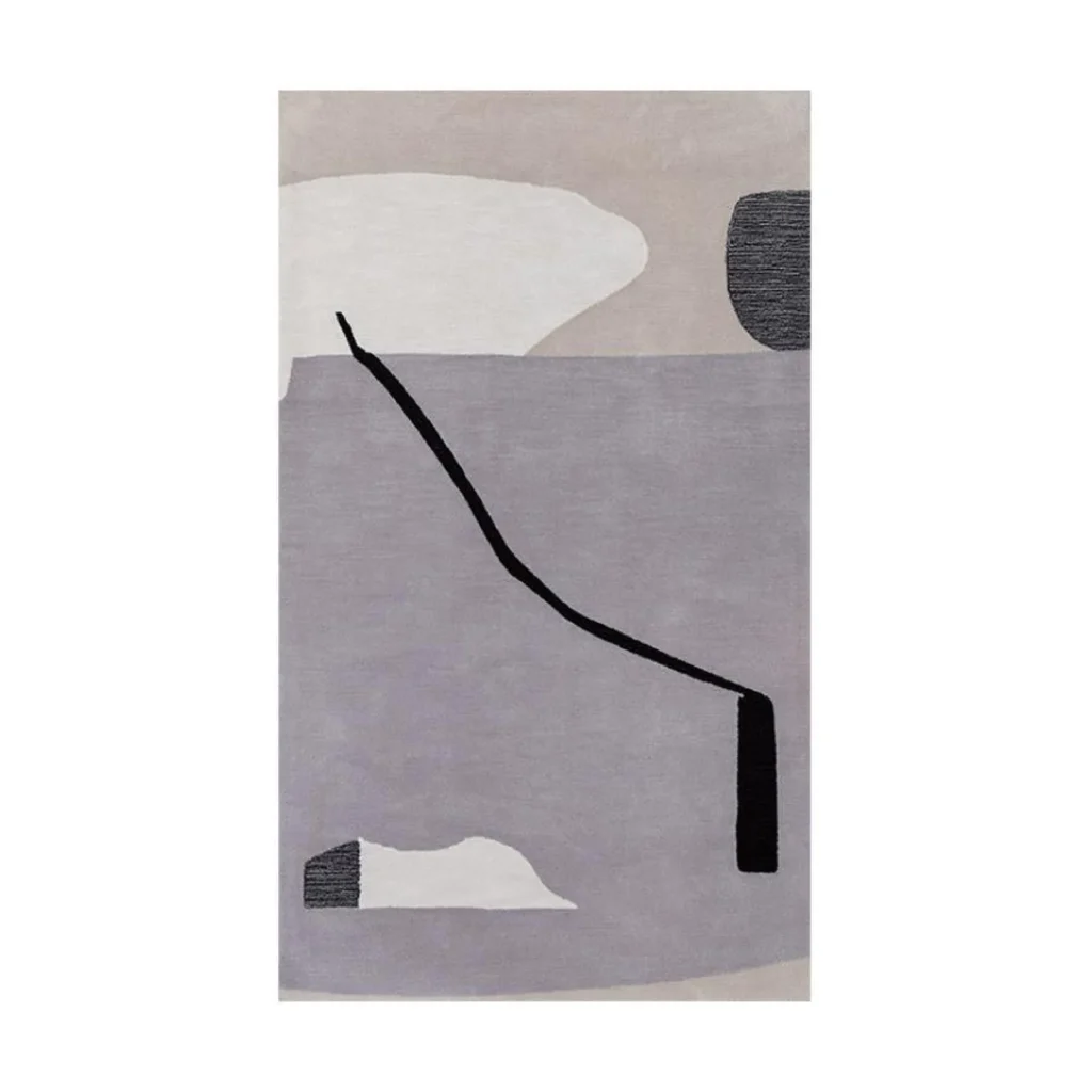 Custom Abstract Colour Field Rug in Lilac, Taupe and Cream — front view