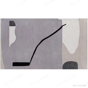 Custom Abstract Colour Field Rug in Lilac, Taupe and Cream — in a room setting