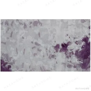 Custom Purple Ink Wash Rug on Grey in slate — in a room setting