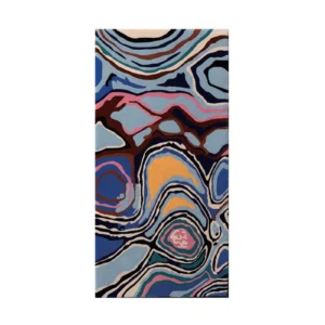 Custom Agate Runner in Blue, Pink, Navy and Gold — front view