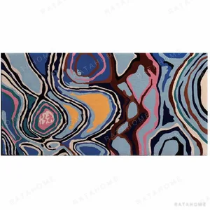 Custom Agate Runner in Blue, Pink, Navy and Gold — in a room setting