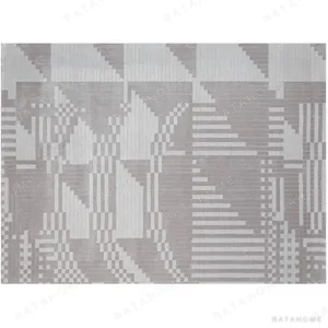 Custom Grey Glitch Grid Rug in slate — in a room setting