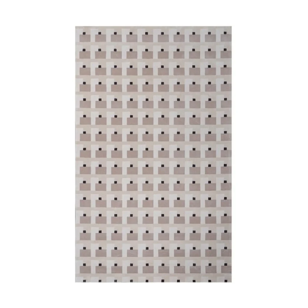 Custom Tile Grid Rug in Cream and Taupe — front view