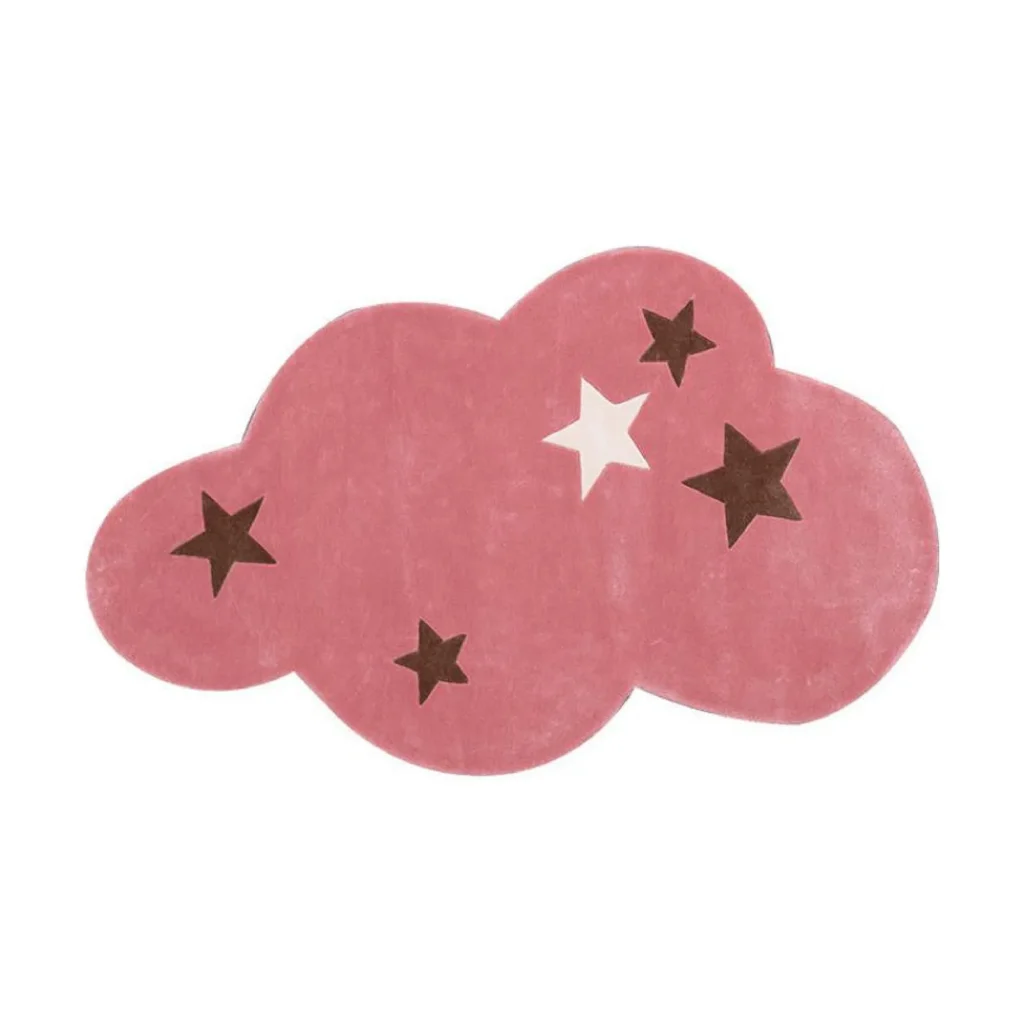 Custom Pink Cloud Rug with Stars in rose stone — front view