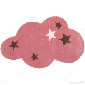 Custom Pink Cloud Rug with Stars in rose stone — in a room setting