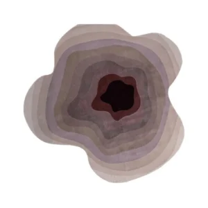 Custom Layered Contour Rug in Taupe, Mauve and Burgundy — front view