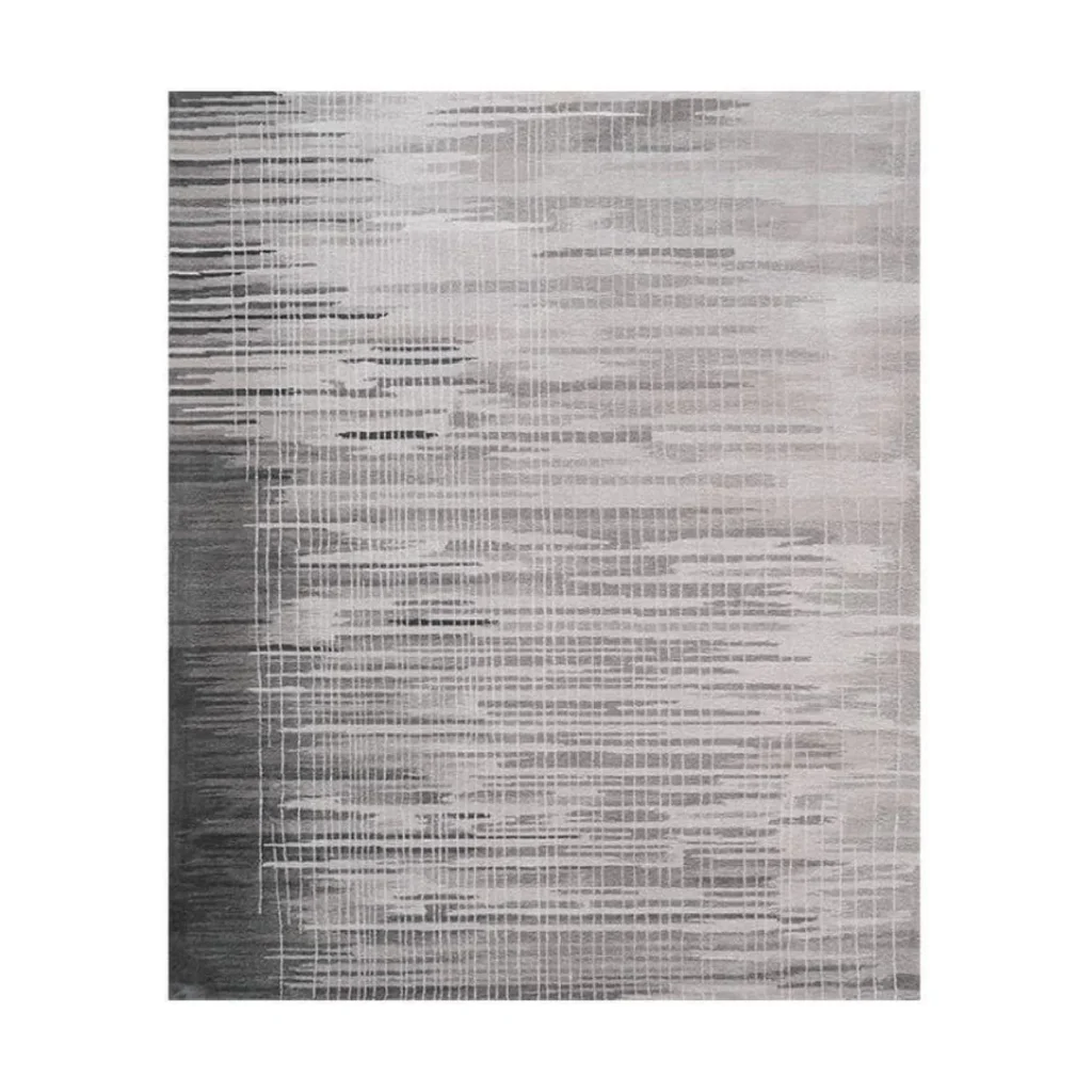 Custom Woven Static Rug in Grey and Charcoal — front view