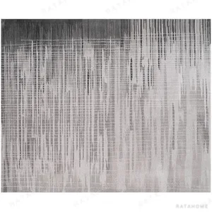 Custom Woven Static Rug in Grey and Charcoal — in a room setting