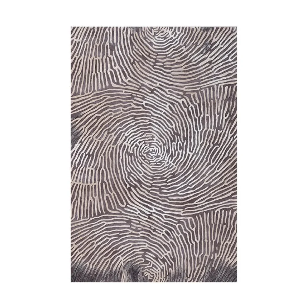 Custom Fingerprint Swirl Rug in Taupe and Cream — front view
