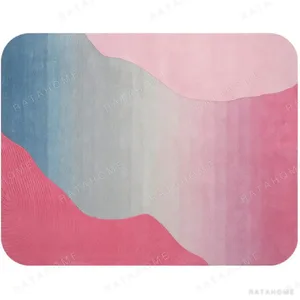 Custom Gradient Rug in Pink, Sky Blue and Rose — in a room setting